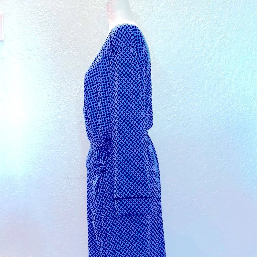 Jones New York Blue Black Wrap Maxi Dress